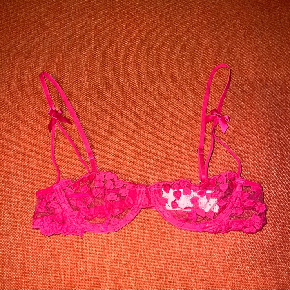 Pink Lace Heart Bra